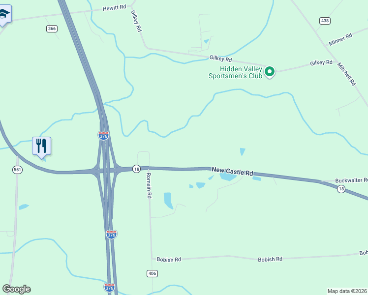 map of restaurants, bars, coffee shops, grocery stores, and more near 3907-3999 New Castle Road in West Middlesex