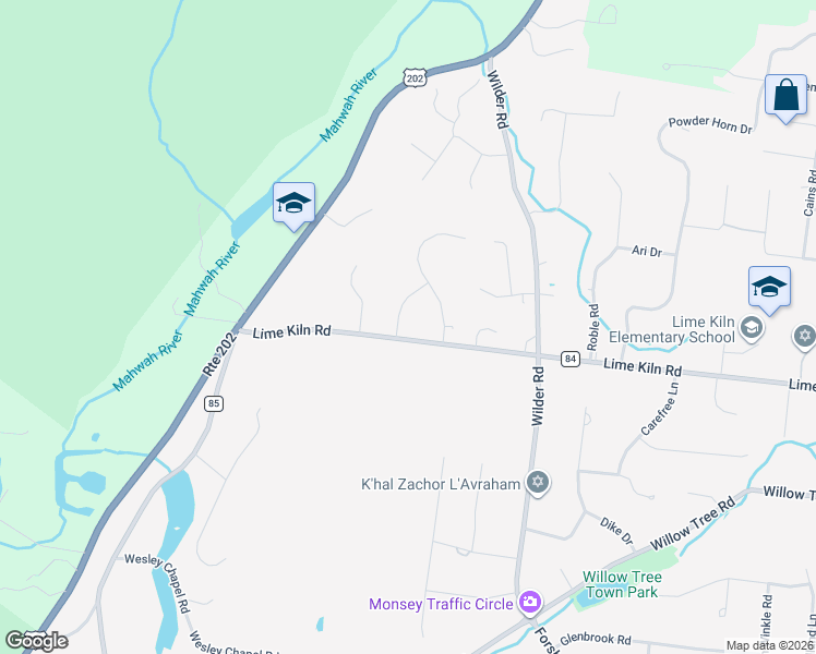 map of restaurants, bars, coffee shops, grocery stores, and more near 2 Fawn Lane in Suffern