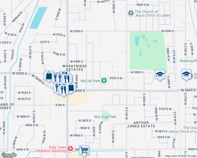 map of restaurants, bars, coffee shops, grocery stores, and more near 5531 South 3275 West in Roy