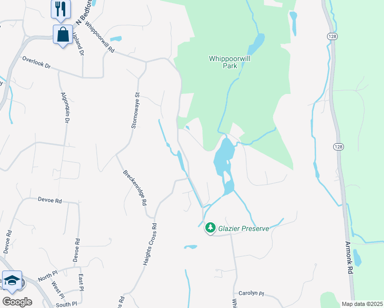 map of restaurants, bars, coffee shops, grocery stores, and more near 10 Whippoorwill Lake Road in Chappaqua