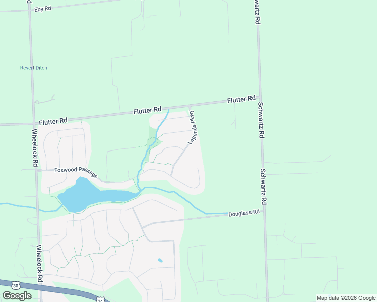 map of restaurants, bars, coffee shops, grocery stores, and more near 8602 Legends Parkway in Fort Wayne