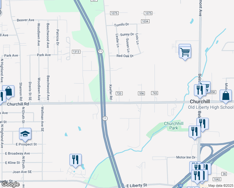 map of restaurants, bars, coffee shops, grocery stores, and more near 830 Golf Avenue in Girard