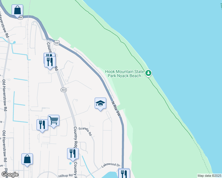 map of restaurants, bars, coffee shops, grocery stores, and more near 40 Foltim Way in Congers