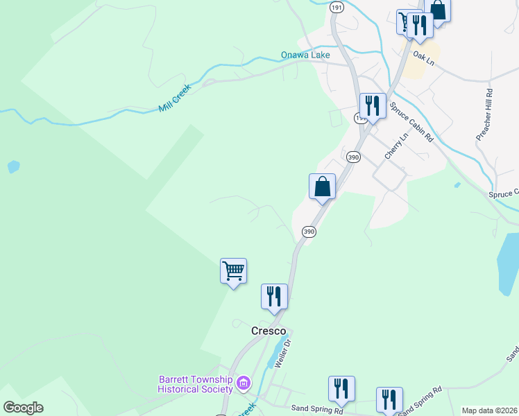 map of restaurants, bars, coffee shops, grocery stores, and more near Rich's Road in Cresco
