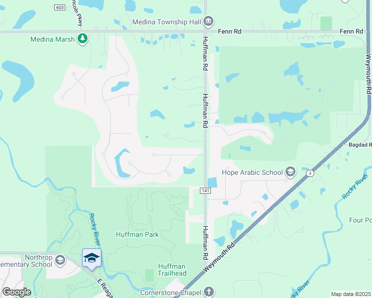 map of restaurants, bars, coffee shops, grocery stores, and more near 4017 Sunset Drive in Medina