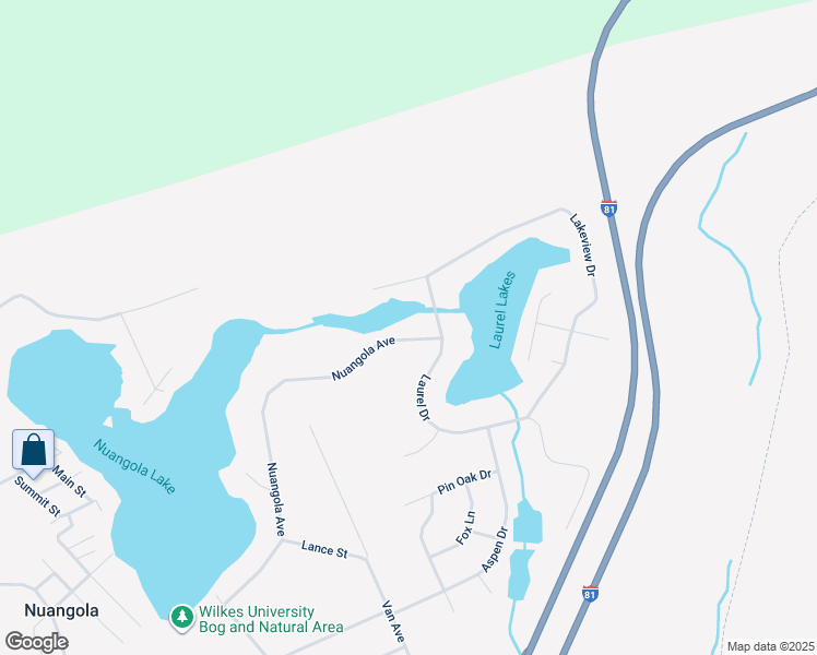 map of restaurants, bars, coffee shops, grocery stores, and more near 165 Nuangola Drive in Mountain Top