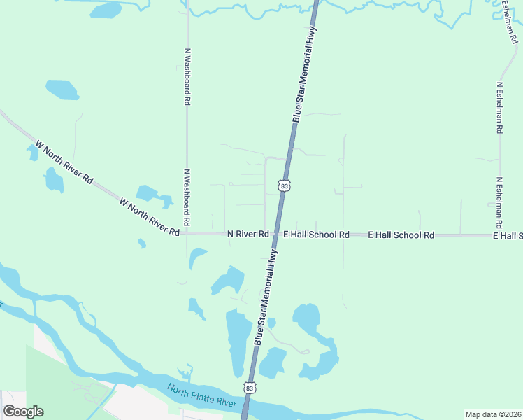 map of restaurants, bars, coffee shops, grocery stores, and more near Stockman Road in North Platte