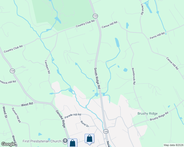 map of restaurants, bars, coffee shops, grocery stores, and more near 238 Smith Ridge Road in New Canaan