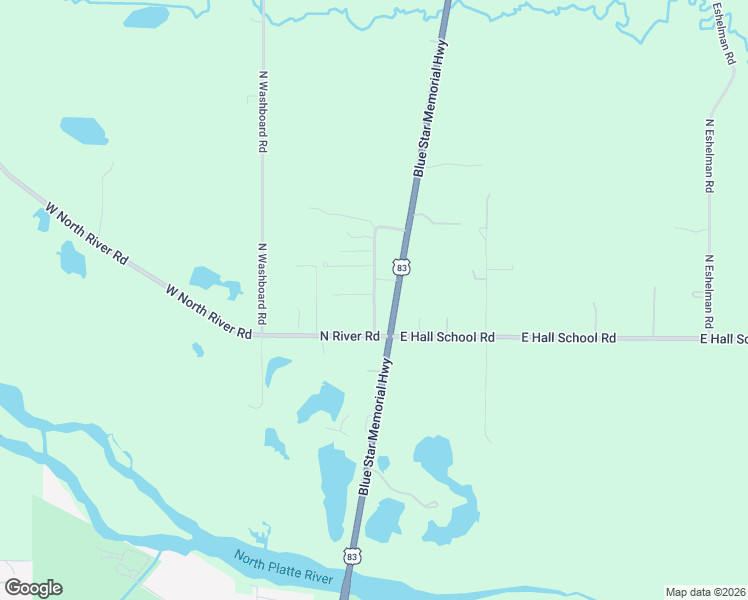 map of restaurants, bars, coffee shops, grocery stores, and more near Stockman Road in North Platte