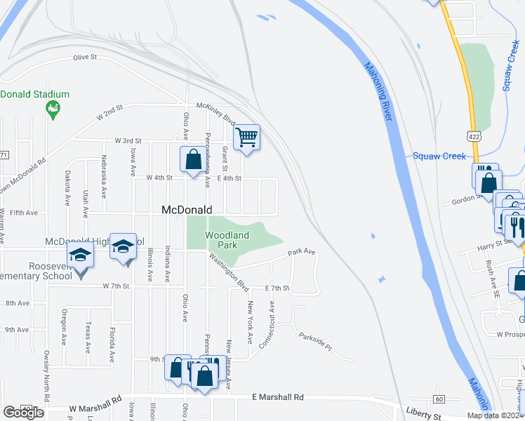 map of restaurants, bars, coffee shops, grocery stores, and more near 503 East 5th Street in Niles