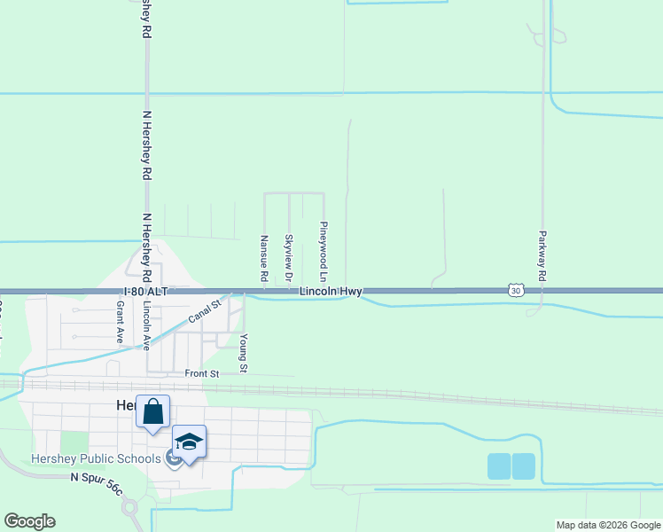 map of restaurants, bars, coffee shops, grocery stores, and more near Lincoln Highway in Hershey