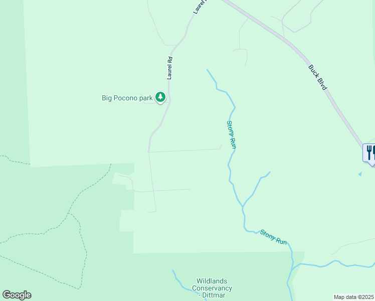 map of restaurants, bars, coffee shops, grocery stores, and more near Buck Oak Lane in Luzerne County