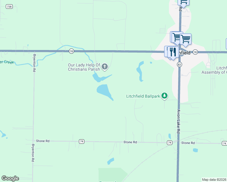 map of restaurants, bars, coffee shops, grocery stores, and more near in Litchfield