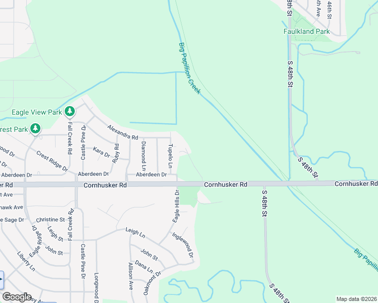 map of restaurants, bars, coffee shops, grocery stores, and more near 713 Tupelo Lane in Papillion