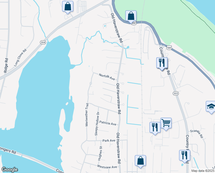 map of restaurants, bars, coffee shops, grocery stores, and more near 14 Chester Avenue in Congers