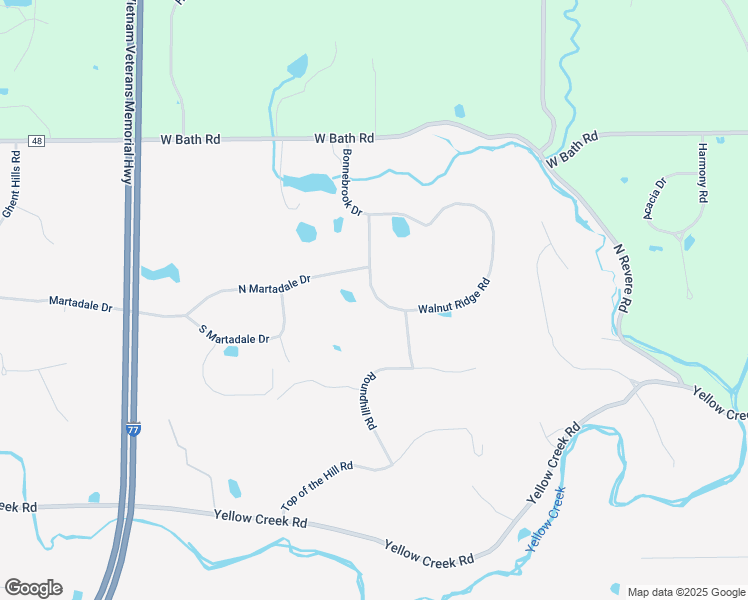 map of restaurants, bars, coffee shops, grocery stores, and more near 2881 Walnut Ridge Road in Akron