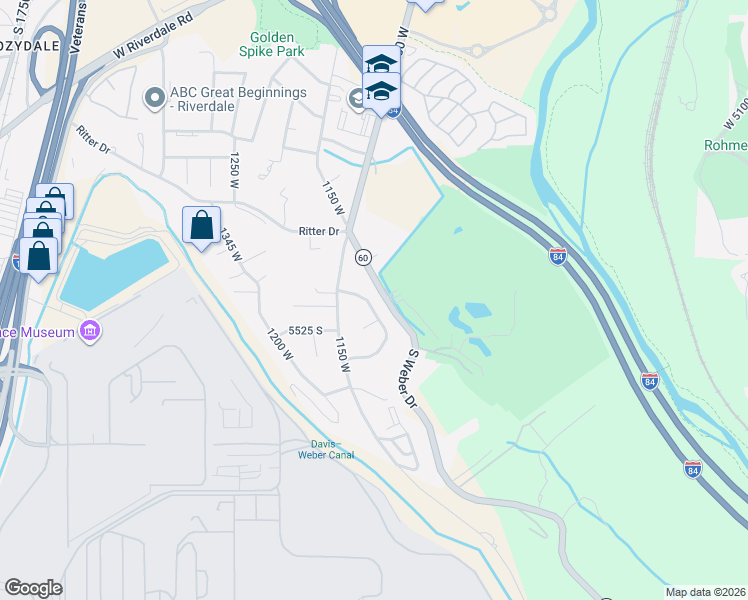 map of restaurants, bars, coffee shops, grocery stores, and more near 5508 South 1100 West in Ogden