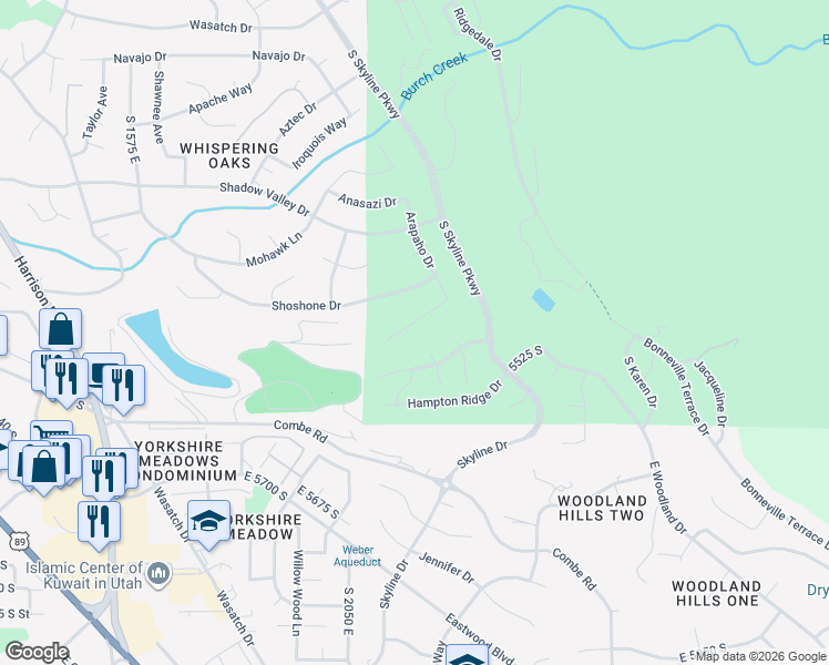 map of restaurants, bars, coffee shops, grocery stores, and more near 1963 Cherokee Circle in Ogden