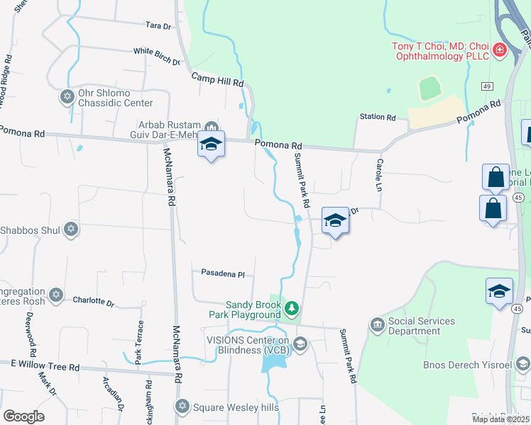map of restaurants, bars, coffee shops, grocery stores, and more near 227 Summit Park Road in Spring Valley