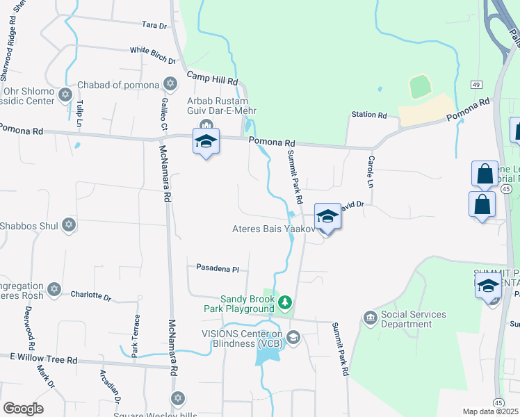 map of restaurants, bars, coffee shops, grocery stores, and more near 227 Summit Park Road in Spring Valley