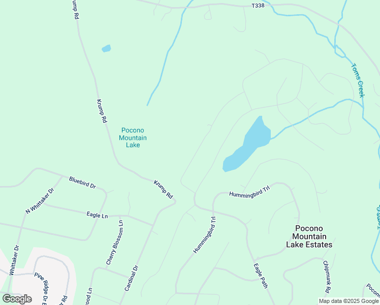 map of restaurants, bars, coffee shops, grocery stores, and more near 1145 Bluebird Lane in Pocono Mountain Lake Estates