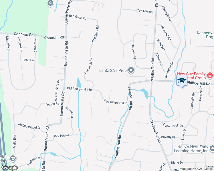 map of restaurants, bars, coffee shops, grocery stores, and more near 36 Old Phillips Hill Road in New City