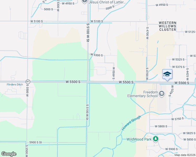 map of restaurants, bars, coffee shops, grocery stores, and more near 5004 West 5500 South in Hooper