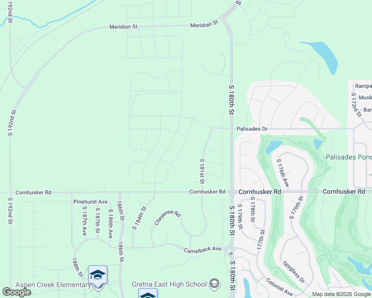 map of restaurants, bars, coffee shops, grocery stores, and more near 9617 South 183rd Avenue Circle in Omaha