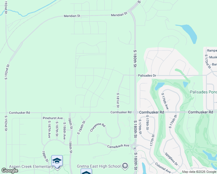 map of restaurants, bars, coffee shops, grocery stores, and more near 9617 South 183rd Avenue Circle in Omaha