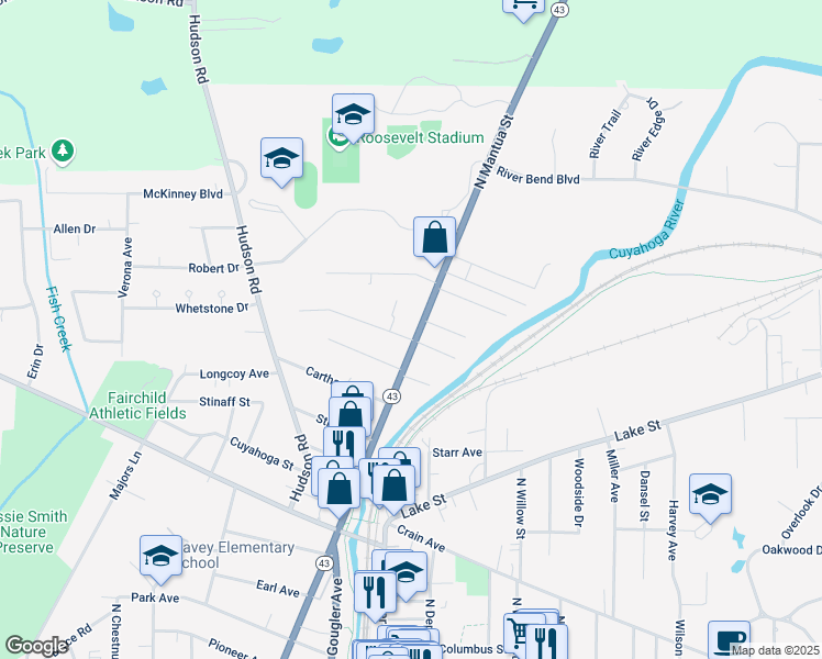 map of restaurants, bars, coffee shops, grocery stores, and more near 1206 North Mantua Street in Kent
