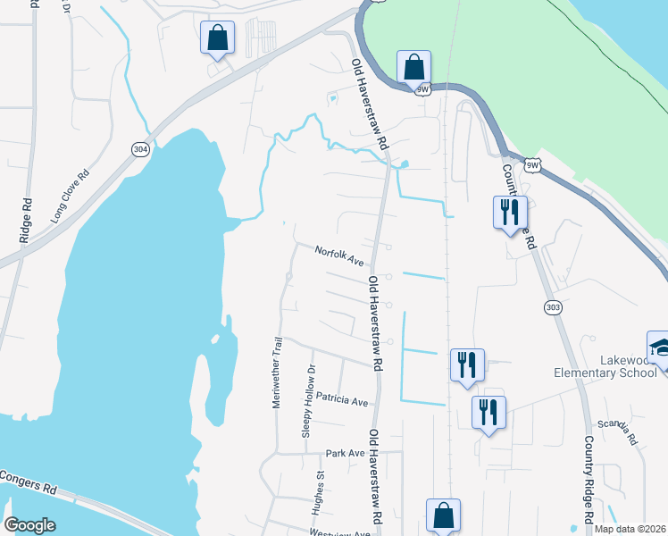 map of restaurants, bars, coffee shops, grocery stores, and more near 14 Chester Ave in Congers