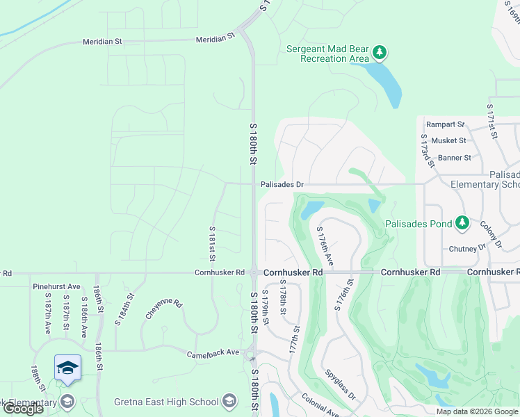 map of restaurants, bars, coffee shops, grocery stores, and more near 9508 South 179th Street in Omaha