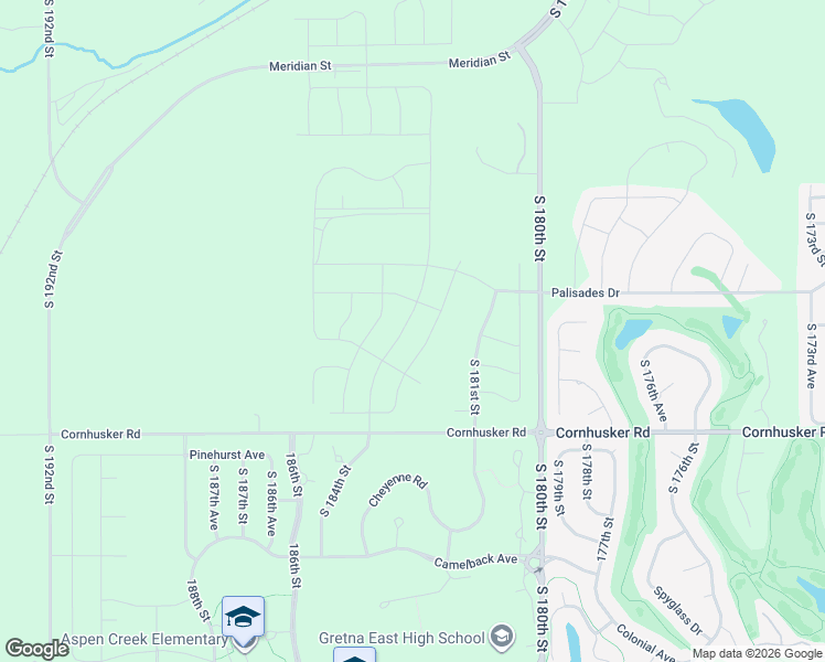map of restaurants, bars, coffee shops, grocery stores, and more near 9617 South 183rd Avenue Circle in Omaha