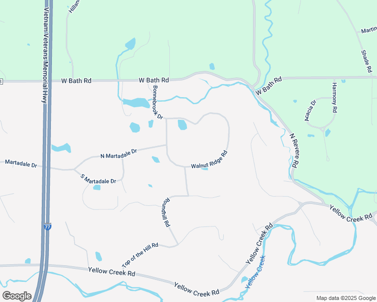 map of restaurants, bars, coffee shops, grocery stores, and more near 2881 Walnut Ridge Road in Akron