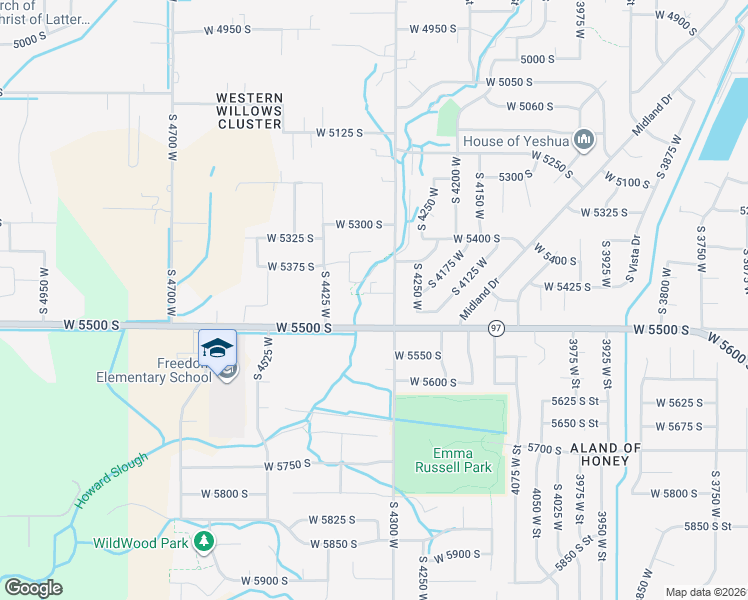 map of restaurants, bars, coffee shops, grocery stores, and more near 4337 West 5430 South in Hooper