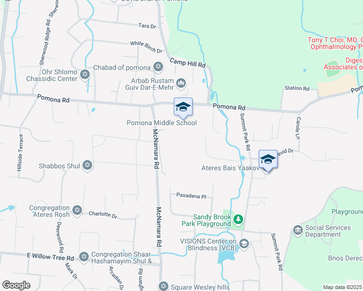 map of restaurants, bars, coffee shops, grocery stores, and more near 101 Pomona Road in Suffern