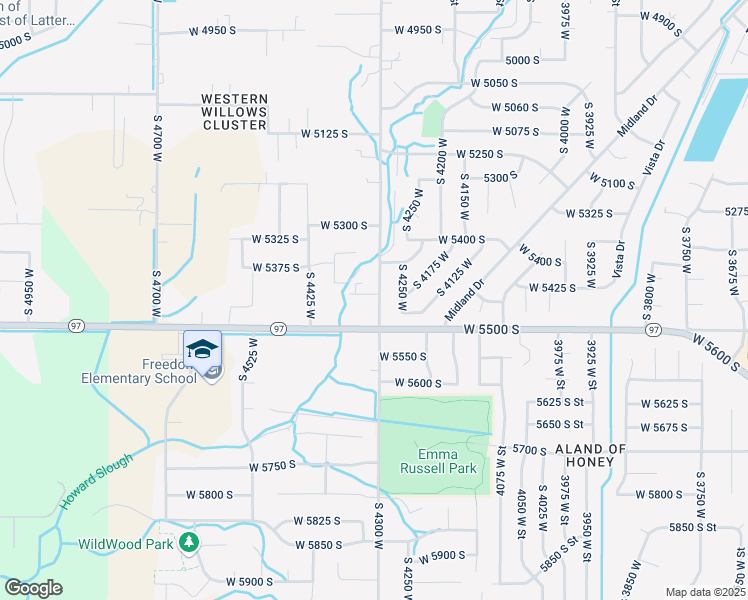 map of restaurants, bars, coffee shops, grocery stores, and more near 4309 West 5430 South in Hooper
