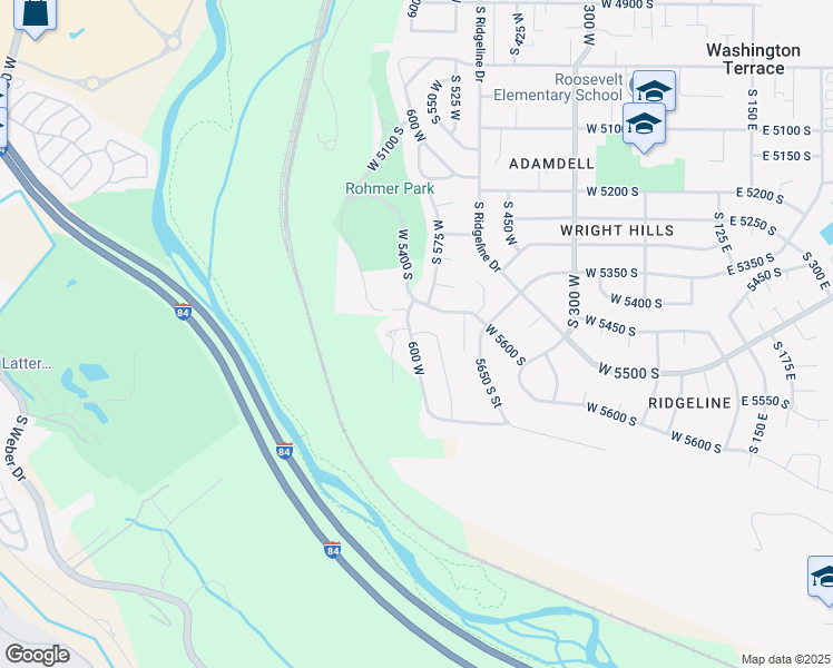 map of restaurants, bars, coffee shops, grocery stores, and more near 594 West 5450 South in Riverdale