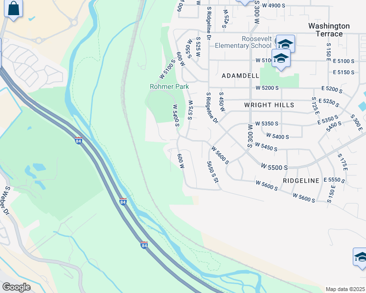 map of restaurants, bars, coffee shops, grocery stores, and more near 594 West 5450 South in Riverdale