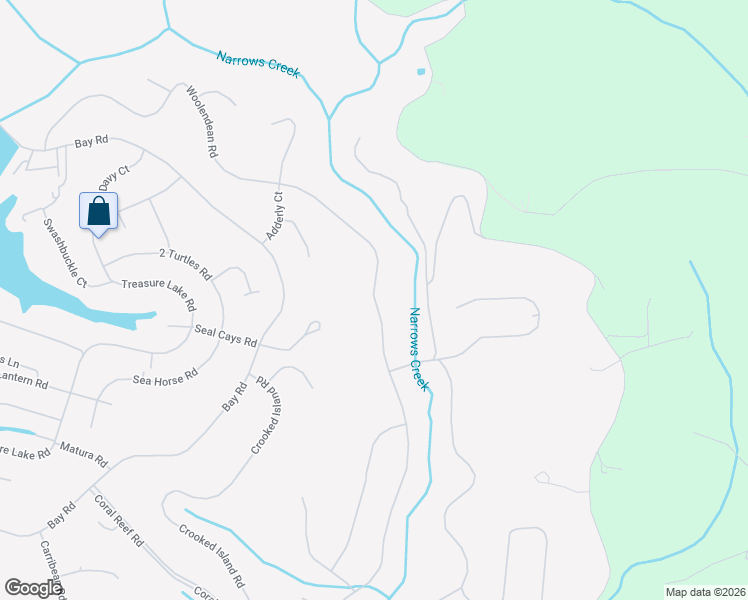 map of restaurants, bars, coffee shops, grocery stores, and more near Woolendean Road in Treasure Lake