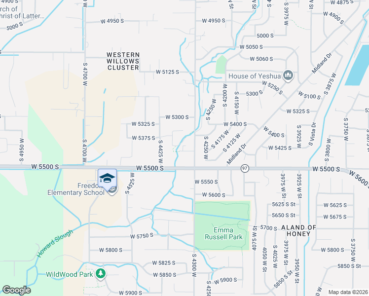 map of restaurants, bars, coffee shops, grocery stores, and more near 4342 West 5430 South in Hooper