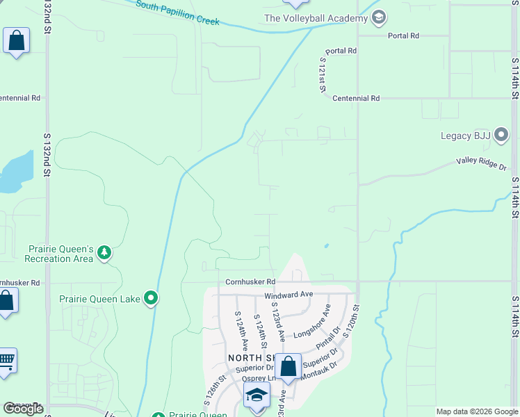 map of restaurants, bars, coffee shops, grocery stores, and more near 12355 Elk Ridge Cir in Papillion