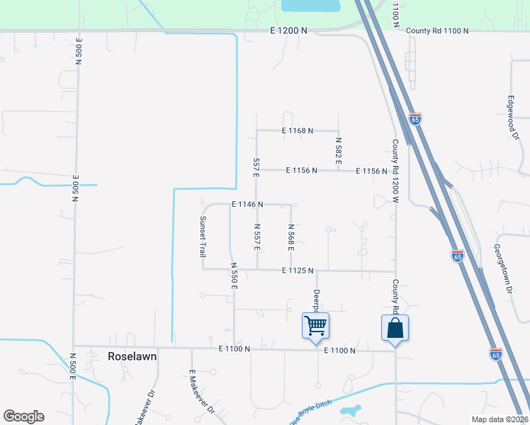 map of restaurants, bars, coffee shops, grocery stores, and more near 5580 E 1146 N in De Motte
