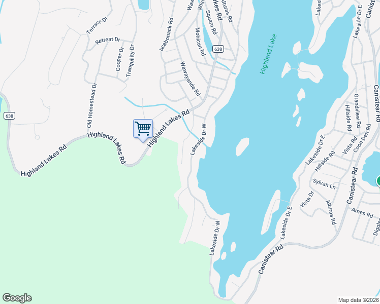 map of restaurants, bars, coffee shops, grocery stores, and more near 2109 Lakeside Drive West in Vernon Township
