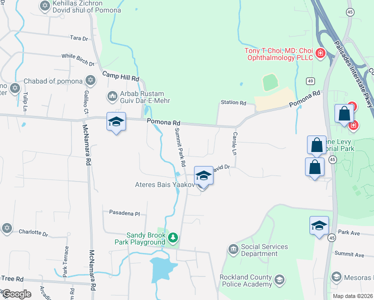 map of restaurants, bars, coffee shops, grocery stores, and more near 248 Summit Park Road in Spring Valley