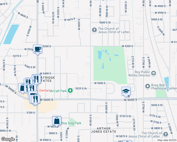 map of restaurants, bars, coffee shops, grocery stores, and more near 5336 South 3100 West in Roy