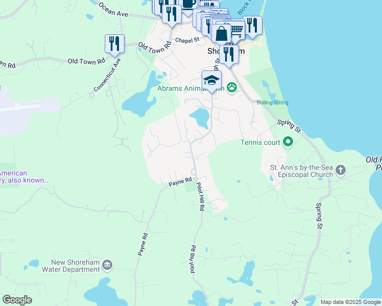 map of restaurants, bars, coffee shops, grocery stores, and more near 381 High Street in New Shoreham