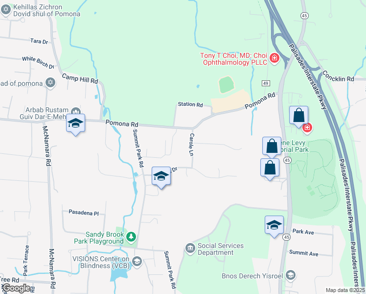 map of restaurants, bars, coffee shops, grocery stores, and more near 54 Westminster Way in Pomona