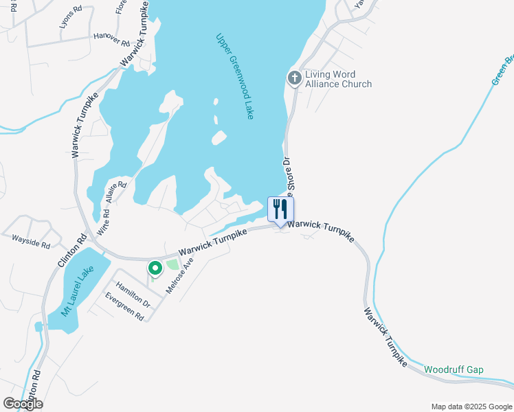 map of restaurants, bars, coffee shops, grocery stores, and more near 4 Blackfoot Road in West Milford