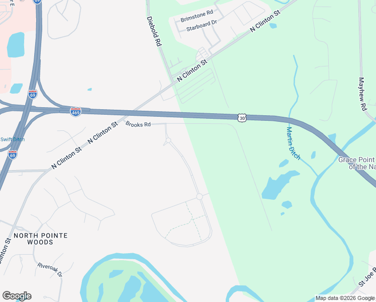 map of restaurants, bars, coffee shops, grocery stores, and more near 9101 Brooks Road in Fort Wayne